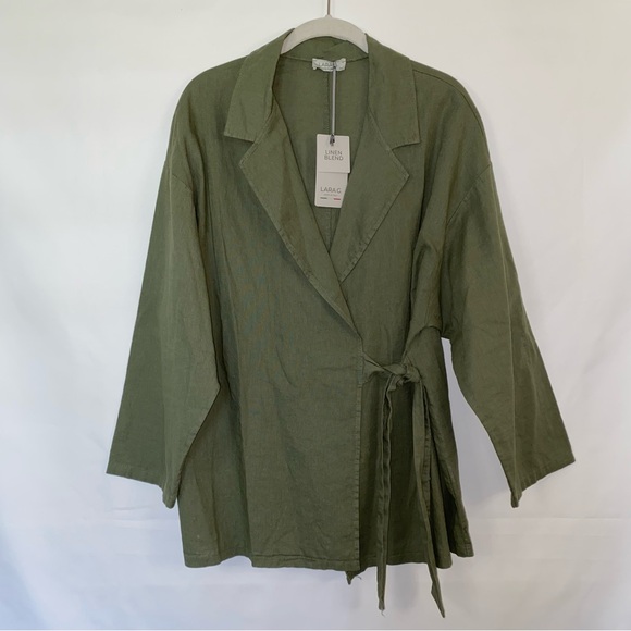 Lara G Jackets & Blazers - NWT Lara G Women's Military Green Linen Wrap Tie Jacket Made in Italy Medium